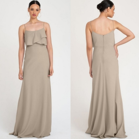 Jenny Yoo Blake Gown Truffle Sz 0 - Picture 1 of 7